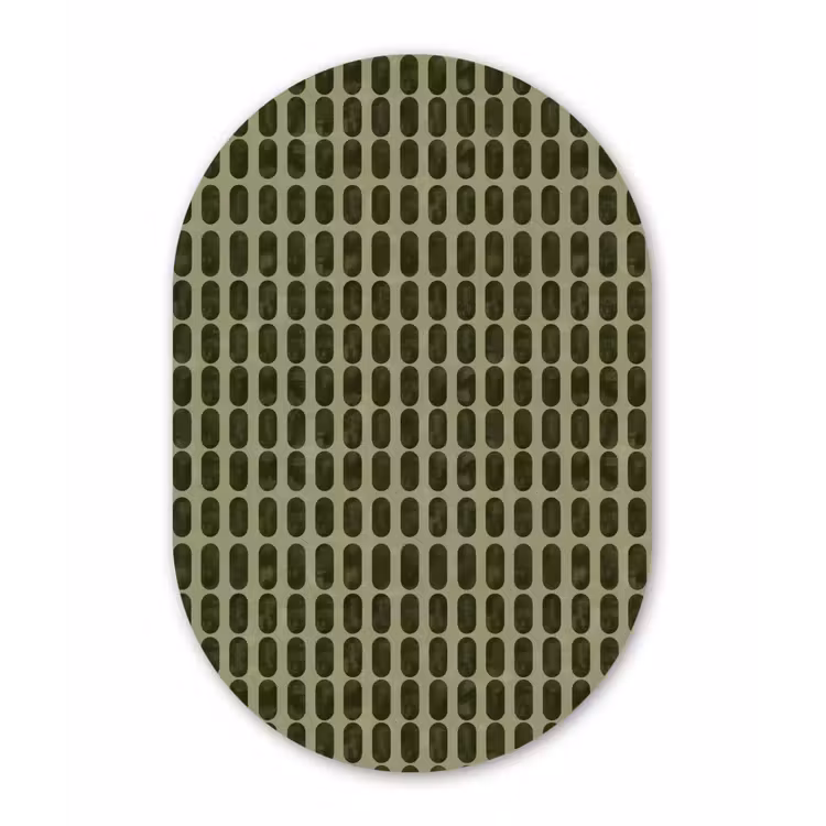 Ritmisch - Effect - Groen Wandcirkel Ovaal Aluminium middel 839 -3d