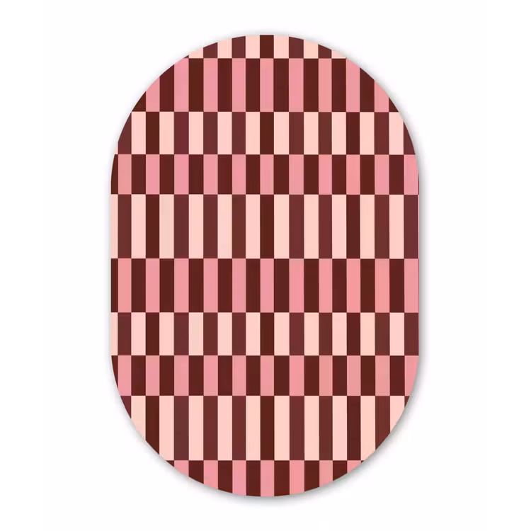 Roze - Rood - Blokjes Wandcirkel Ovaal Aluminium middel 839 -3d