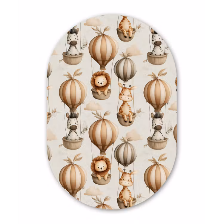 Safari - Luchtballonen - Taupe Wandcirkel Ovaal Aluminium middel 839 -3d