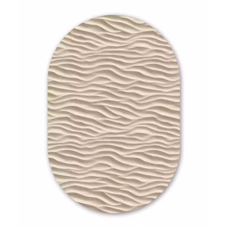 Zand - Golven - Beige Wandcirkel Ovaal Aluminium middel 839 -3d