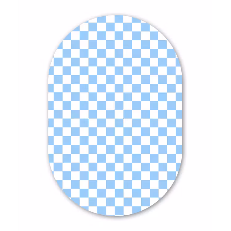 Schaakbord - Klassiek - Blauw Wandcirkel Ovaal Aluminium middel 839 -3d