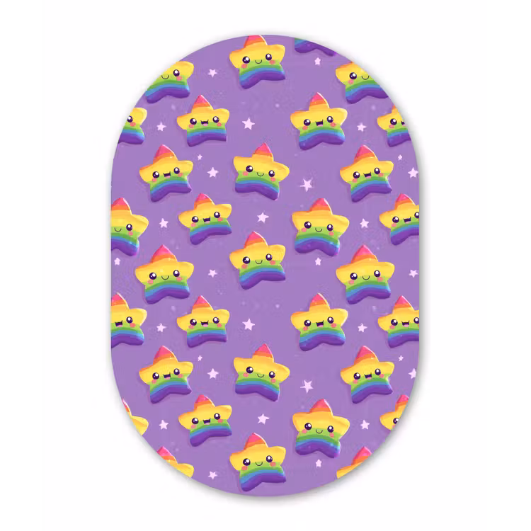 Sterren - Regenboog - Paars Wandcirkel Ovaal Aluminium middel 839 -3d