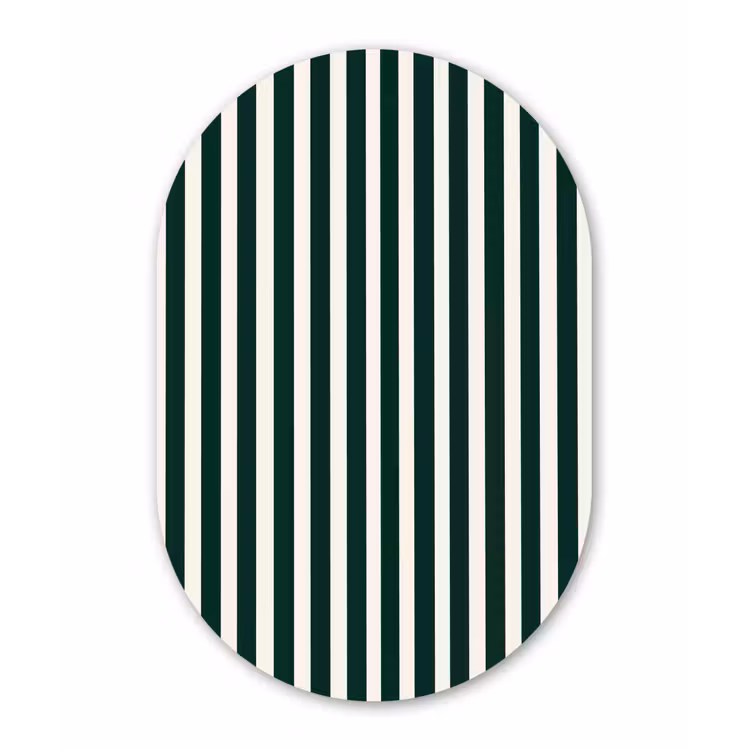 Strepen - Klassiek - Groen Wandcirkel Ovaal Aluminium middel 839 -3d