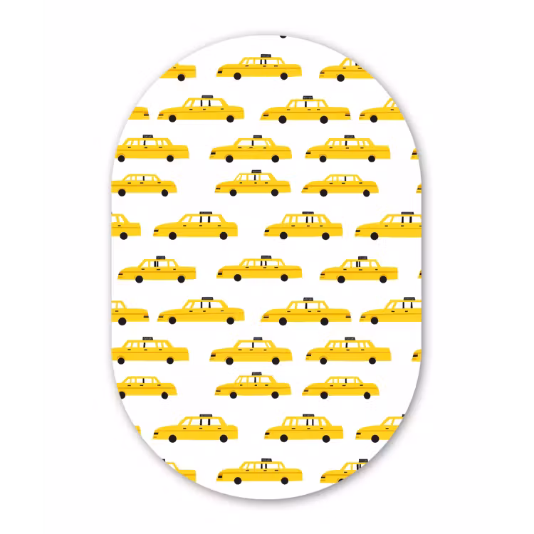 Taxi - Iconisch - Geel Wandcirkel Ovaal Aluminium middel 839 -3d
