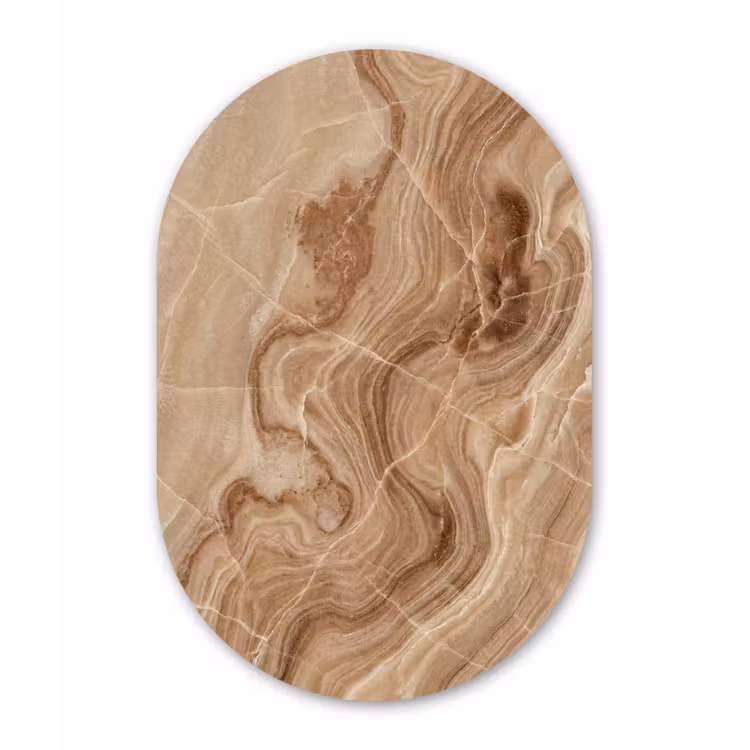 Textuur - Golvend - Abstract - Warm - Bruin Wandcirkel Ovaal Aluminium middel -3d