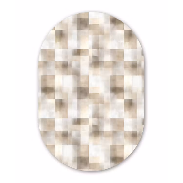 Textuur - Linnen - Beige Wandcirkel Ovaal Aluminium middel 839 -3d