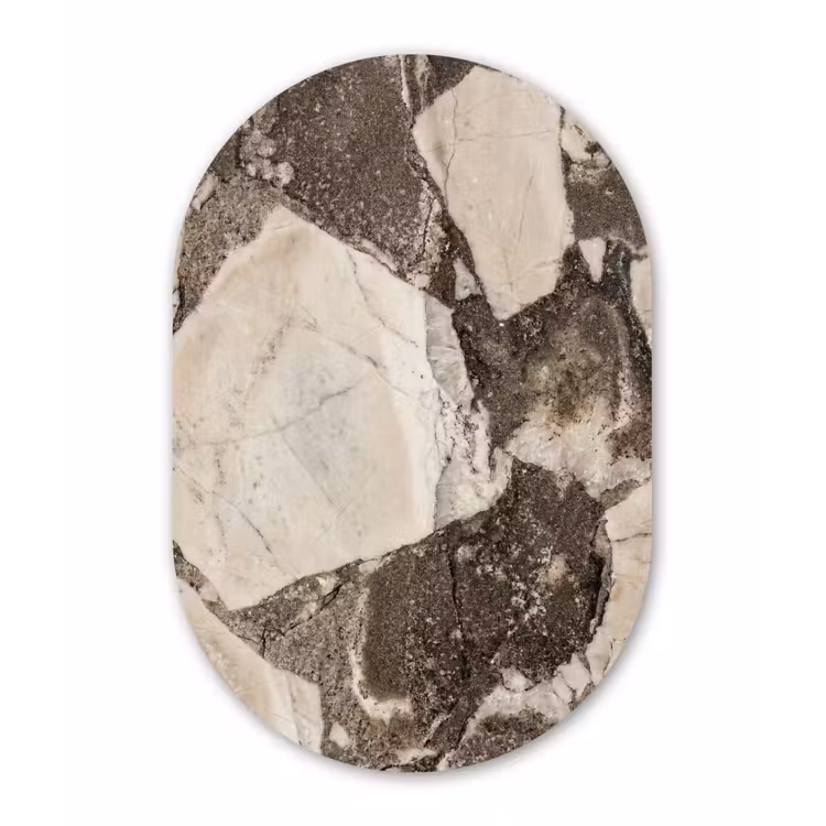 Textuur - Marmer - Abstract - Beige - Bruin Wandcirkel Ovaal Aluminium middel -3d