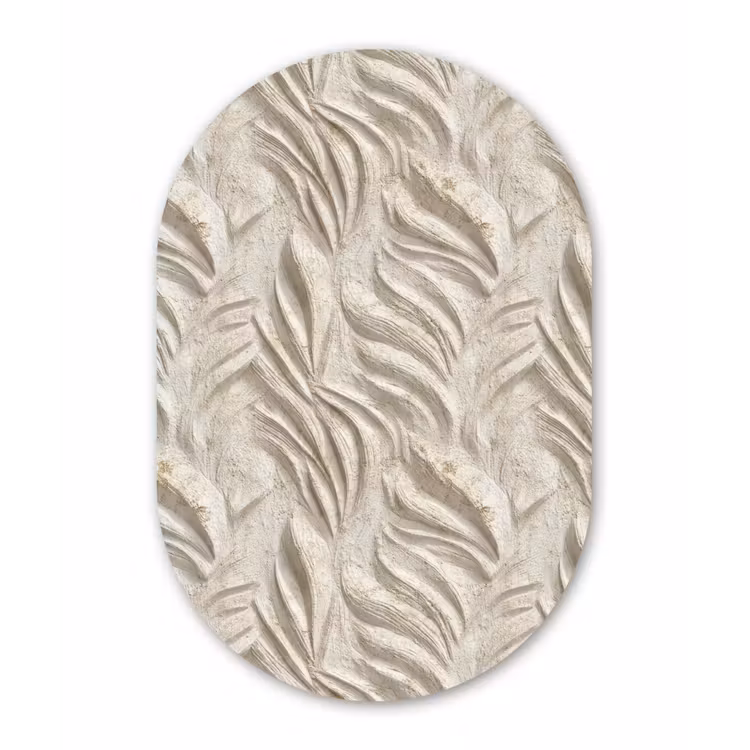 Textuur - Reliëf - Beige Wandcirkel Ovaal Aluminium middel 839 -3d