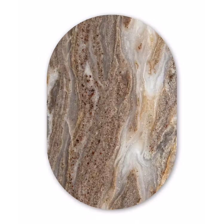 Textuur - Steen - Abstract - Beige Wandcirkel Ovaal Aluminium middel -3d
