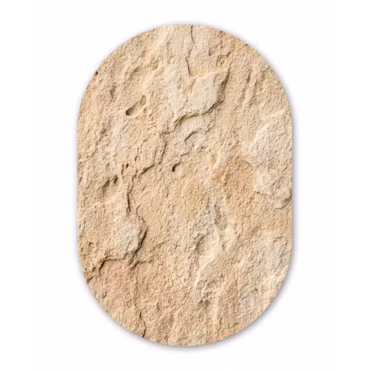 Textuur - Steen - Natuur - Beige Wandcirkel Ovaal Aluminium middel -3d