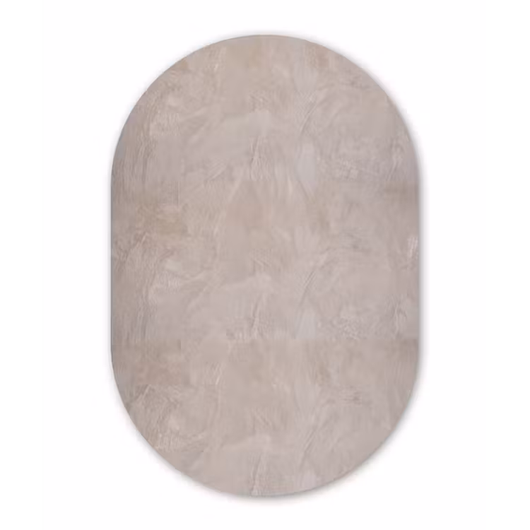 Textuur - Wand - Modern - Beige - Abstract Wandcirkel Ovaal Aluminium middel -3d