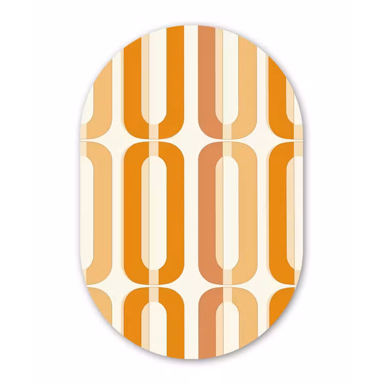 U-vorm - Retro - Oranje Wandcirkel Ovaal Aluminium middel 839 -3d
