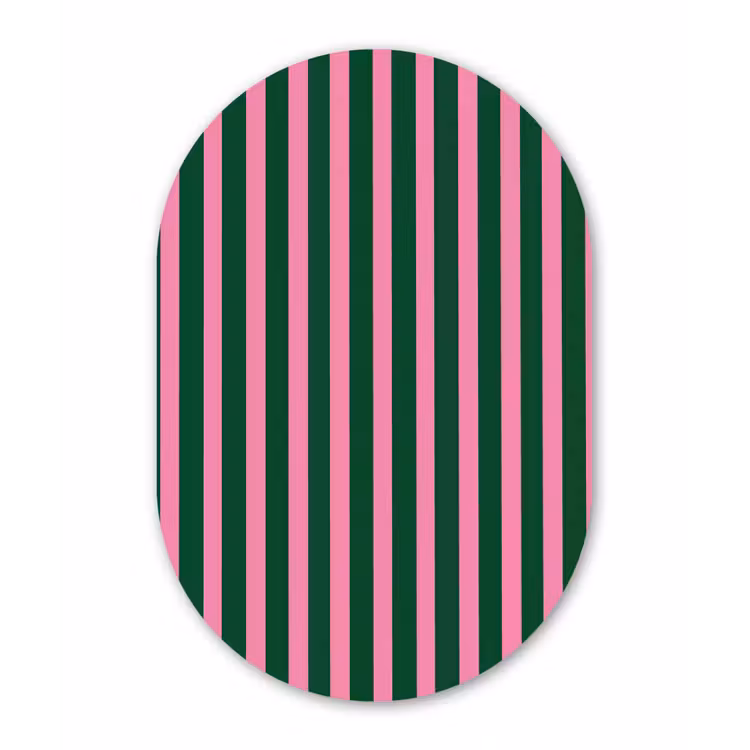 Verticale strepen - Groen - Roze Wandcirkel Ovaal Aluminium middel 839 -3d