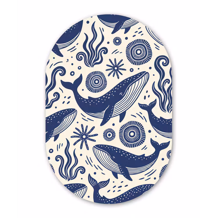 Walvis - Onderwater - Dieren - Abstract - Blauw Wandcirkel Ovaal Aluminium middel -3d