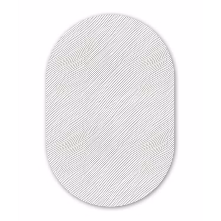 Golven - Ribbels - Wit Wandcirkel Ovaal Aluminium middel 839 -3d