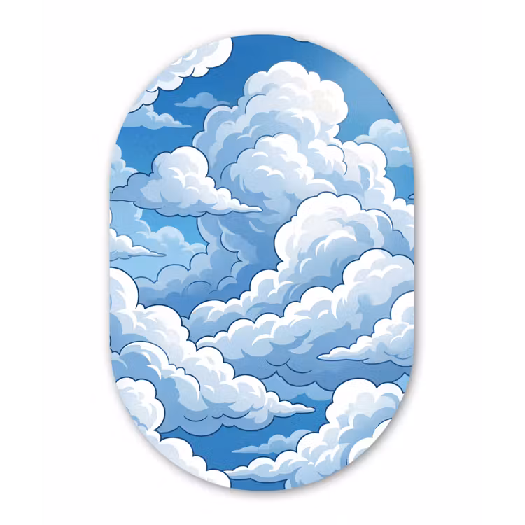 Wolken - Hemel - Abstract - Wit Wandcirkel Ovaal Aluminium middel -3d