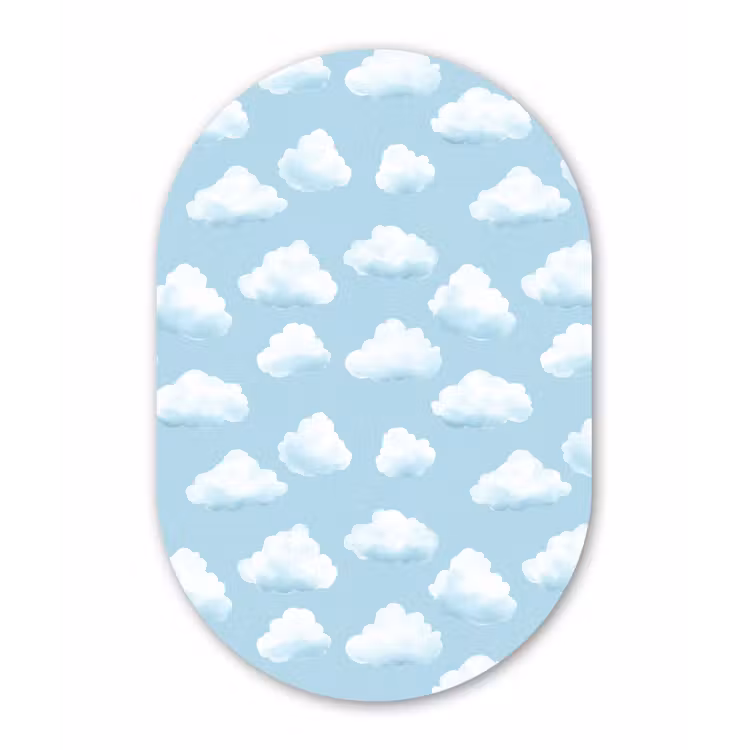 Wolken - Illustratie - Blauw Wandcirkel Ovaal Aluminium middel 839 -3d
