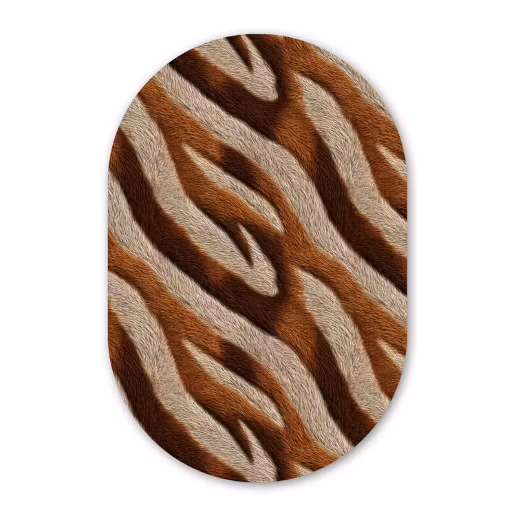 Zebra - Bruin - Patroon Wandcirkel Ovaal Aluminium middel 839 -3d