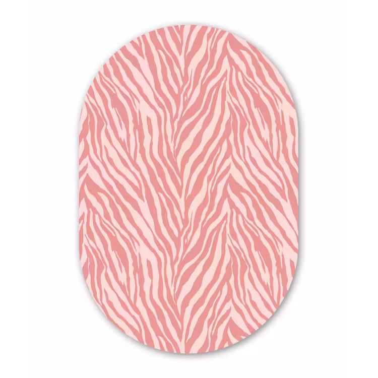 Zebra - Print - Roze Wandcirkel Ovaal Aluminium middel 839 -3d