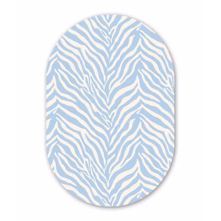 Zebra - Motief - Blauw - Wit Wandcirkel Ovaal Aluminium middel 839 -3d