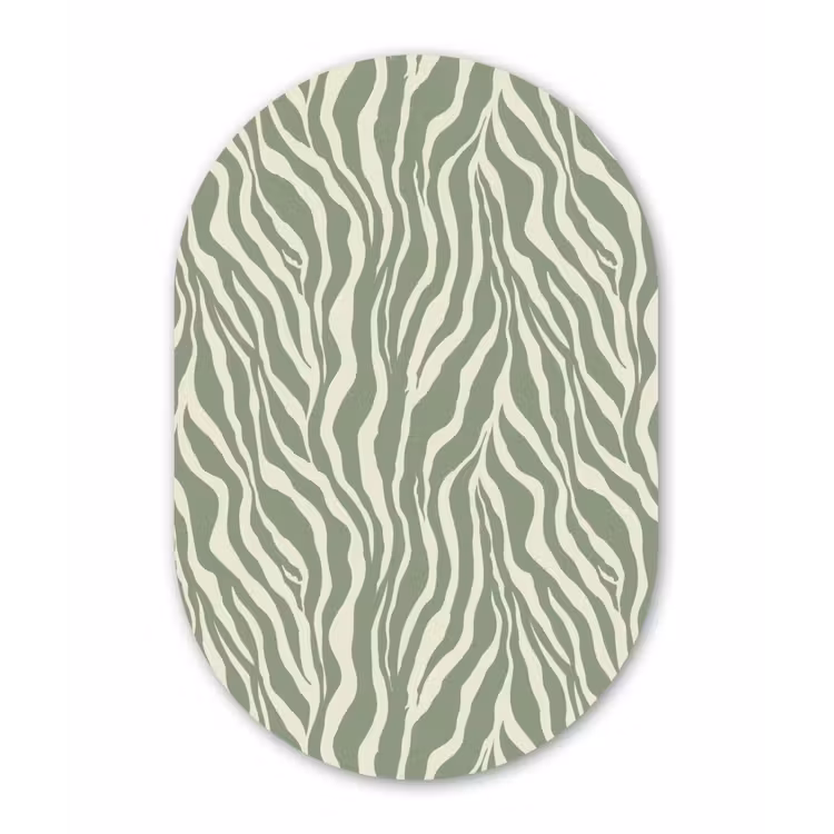 Zebra - Motief - Groen Wandcirkel Ovaal Aluminium middel 839 -3d