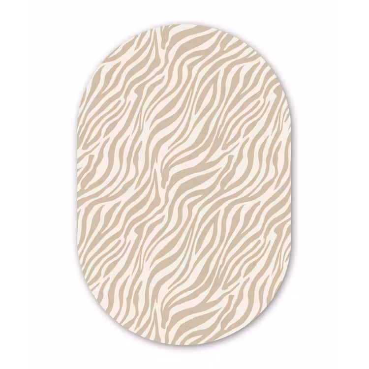 Zebra - Patroon - Beige Wandcirkel Ovaal Aluminium middel 839 -3d