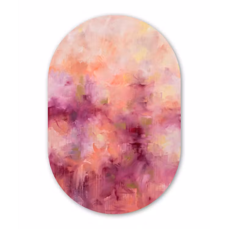 Abstract - Kleuren - Modern - Roze - Paars Wandcirkel Ovaal Aluminium middel -3d