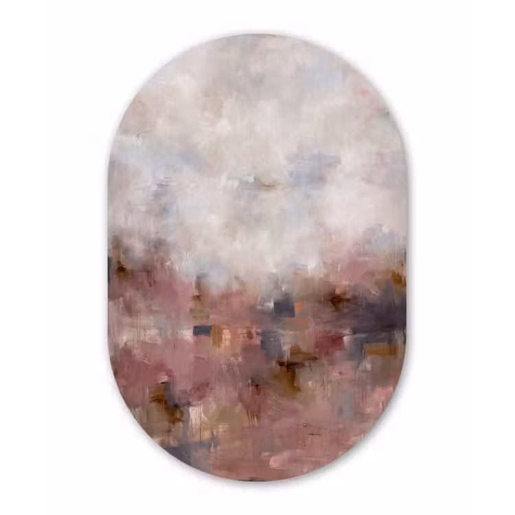 Abstract - Vloeiend - Kunst - Modern - Beige Wandcirkel Ovaal Aluminium middel -3d