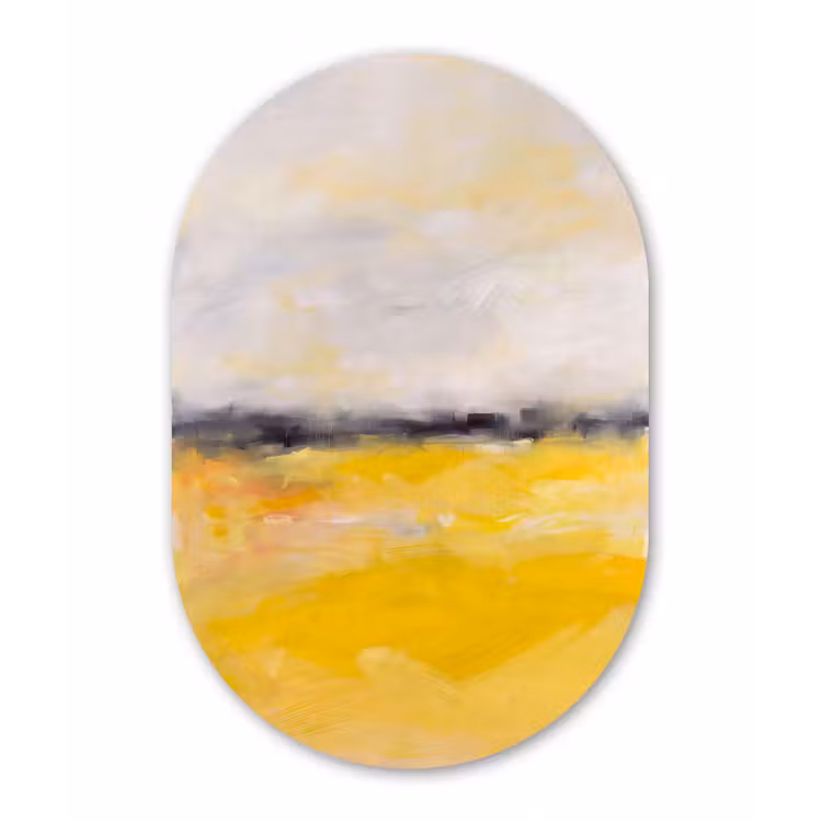 Abstract - Landschap - Modern - Geel Wandcirkel Ovaal Aluminium middel -3d