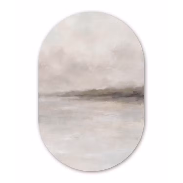 Abstract - Landschap - Nevel - Modern - Grijs Wandcirkel Ovaal Aluminium middel -3d