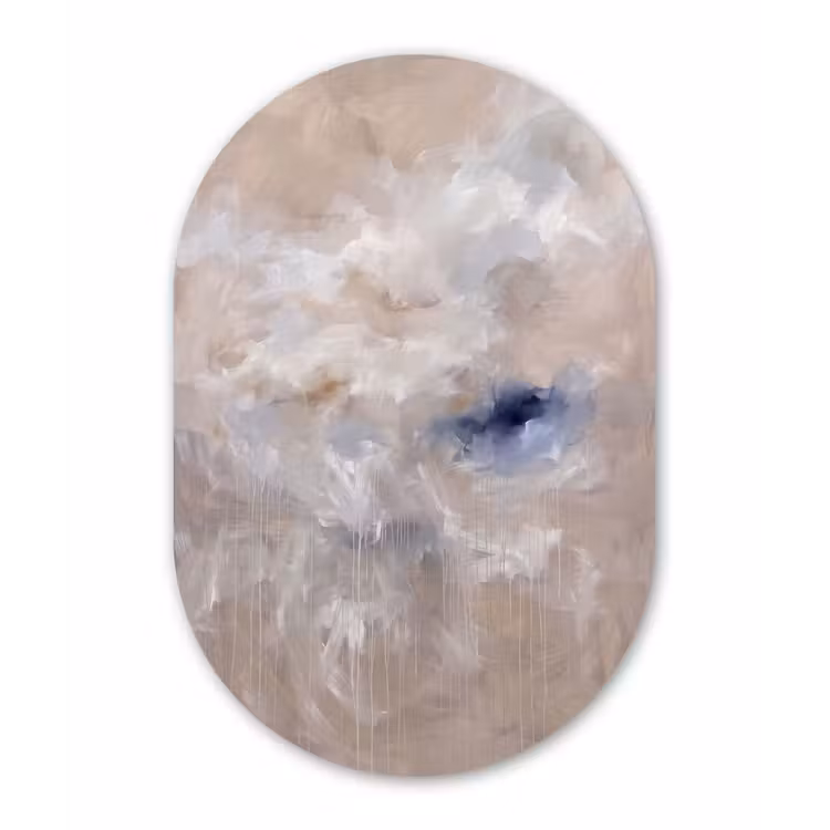 Abstract - Wolken - Sfeer - Modern - Beige Wandcirkel Ovaal Aluminium middel -3d