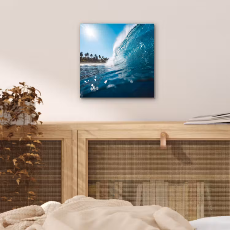 Oceaan - Golf - Strand - Natuur - Blauw aluminium wit klein -sfeer3