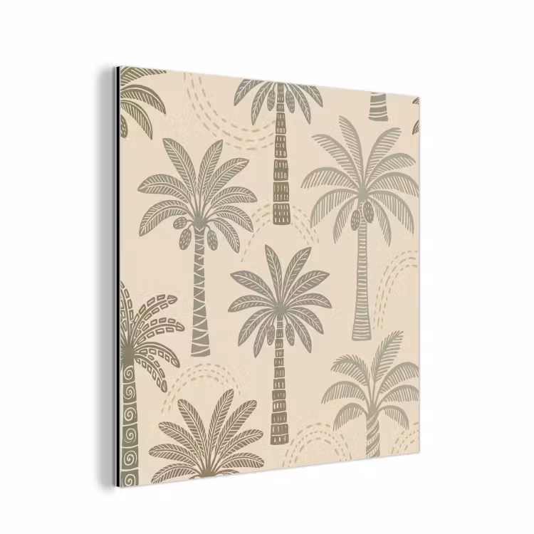 Palmbomen - Patroon - Tropisch - Beige aluminium wit klein -3d