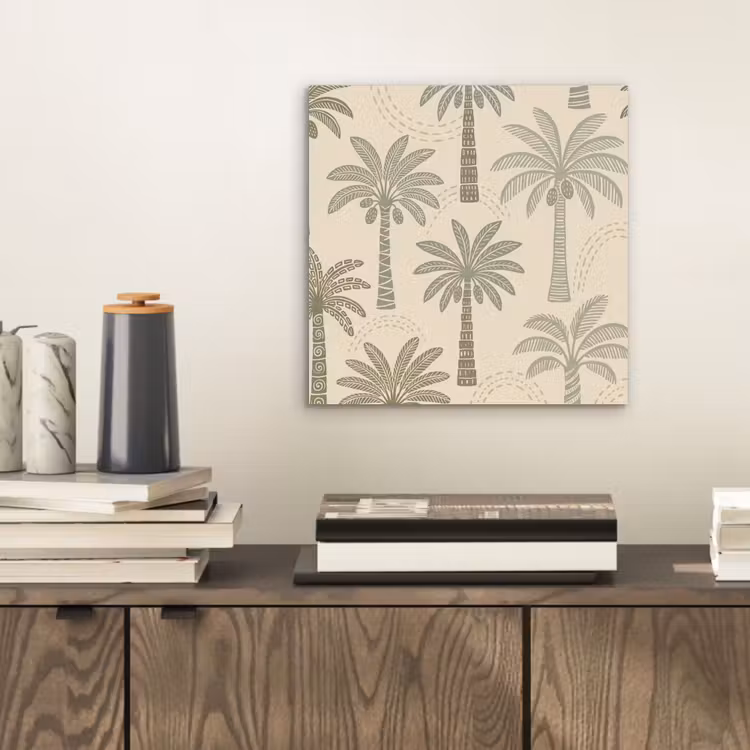 Palmbomen - Patroon - Tropisch - Beige aluminium wit klein -sfeer1