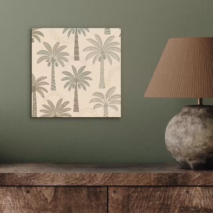 Palmbomen - Patroon - Tropisch - Beige aluminium wit klein -sfeer2