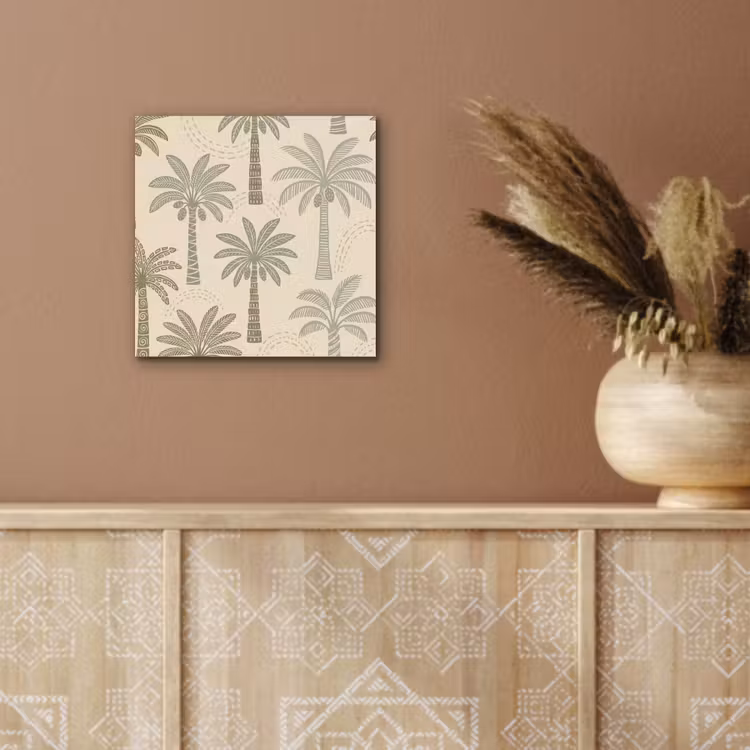 Palmbomen - Patroon - Tropisch - Beige aluminium wit klein -sfeer4