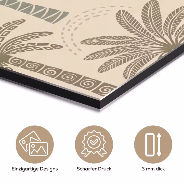 Palmbomen - Patroon - Tropisch - Beige aluminium wit klein -closeup_DE