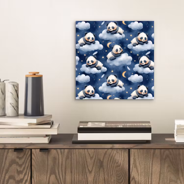 Panda's - Slapen - Blauw aluminium wit klein 46 -sfeer1