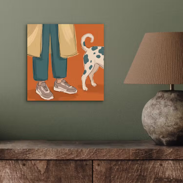 Persoon - Hond - Dieren - Illustratie - Modern aluminium wit klein -sfeer2