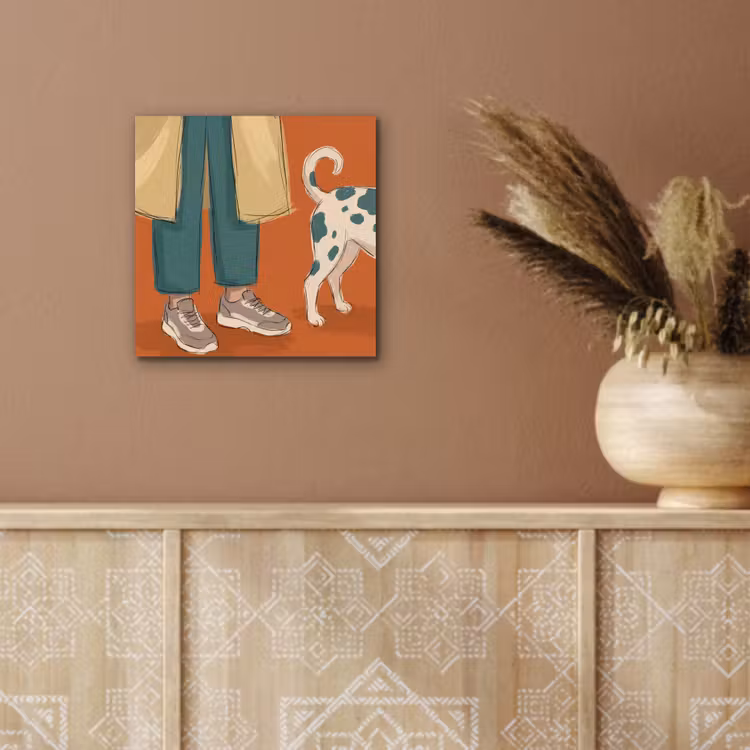 Persoon - Hond - Dieren - Illustratie - Modern aluminium wit klein -sfeer4