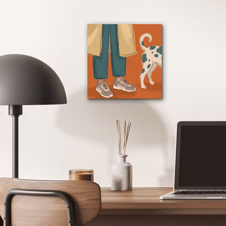 Persoon - Hond - Dieren - Illustratie - Modern aluminium wit klein -sfeer5
