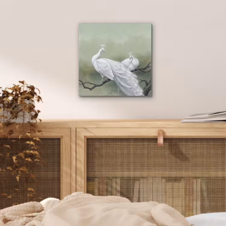 Pauwen - Wit - Natuur - Groen aluminium wit klein -sfeer3
