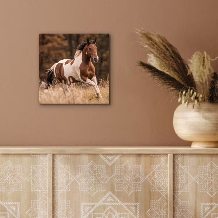 Paard - Bruin - Gras aluminium wit klein -sfeer4