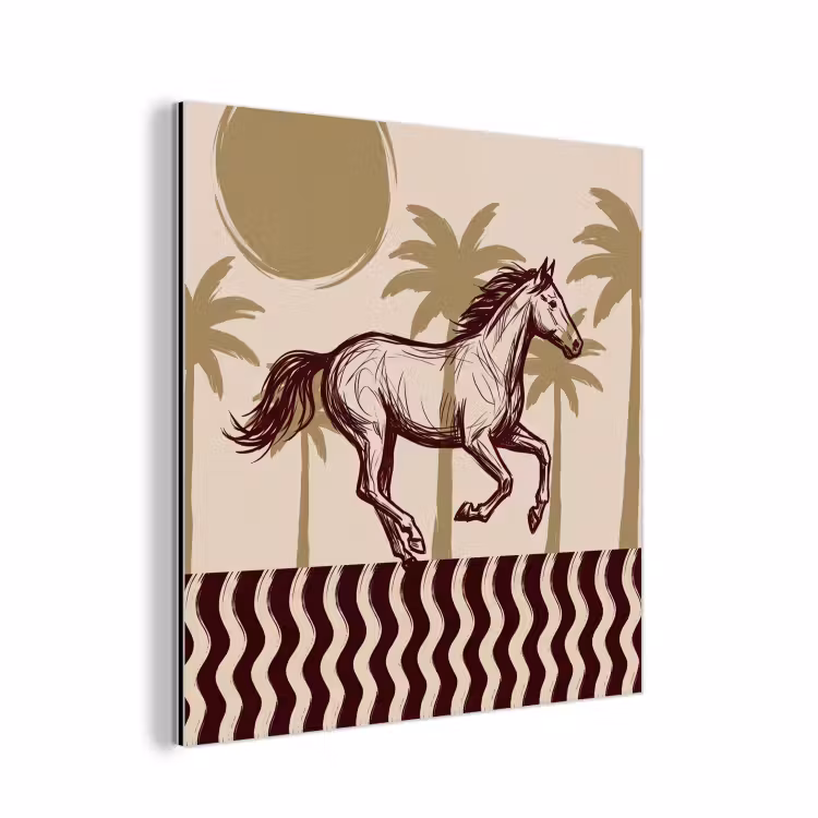 Paard - Galopperend - Woestijn - Illustratie aluminium wit klein -3d
