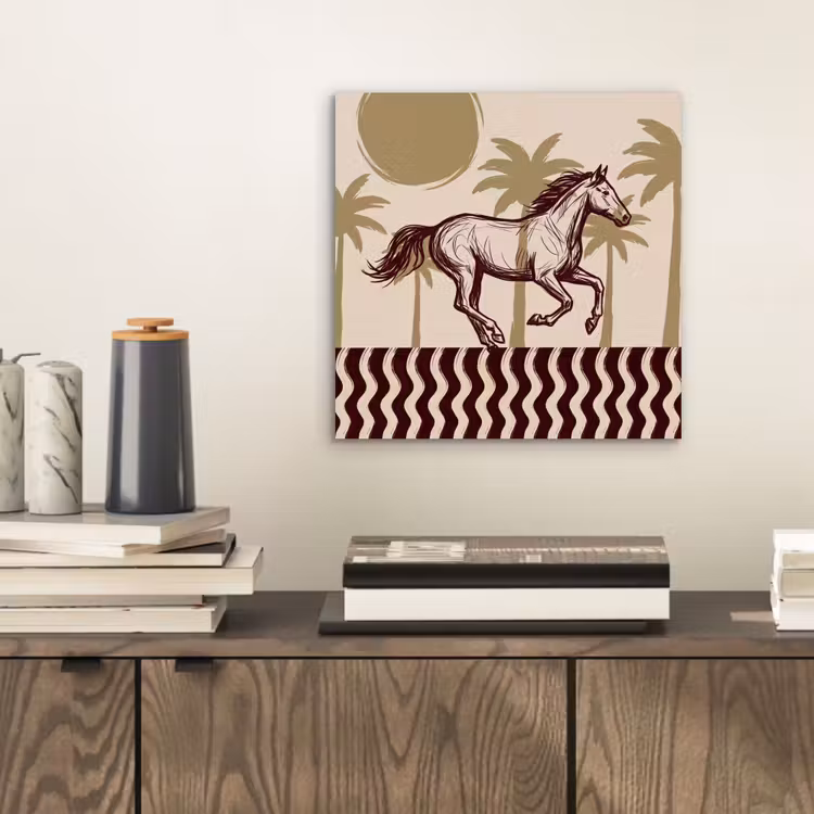 Paard - Galopperend - Woestijn - Illustratie aluminium wit klein -sfeer1