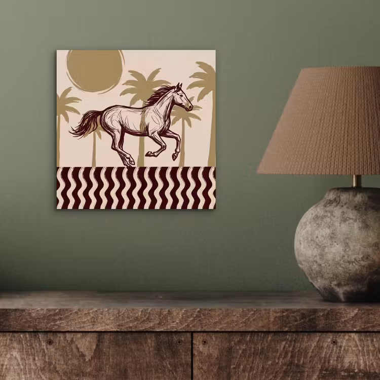 Paard - Galopperend - Woestijn - Illustratie aluminium wit klein -sfeer2