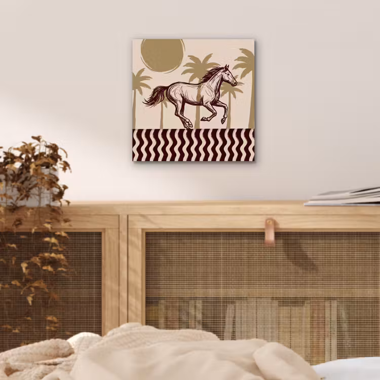 Paard - Galopperend - Woestijn - Illustratie aluminium wit klein -sfeer3