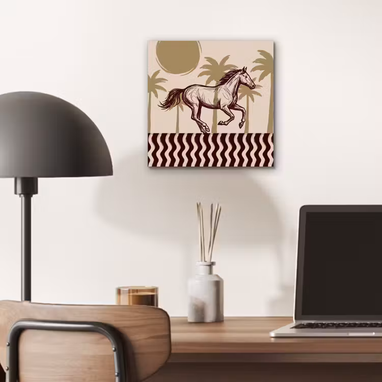 Paard - Galopperend - Woestijn - Illustratie aluminium wit klein -sfeer5