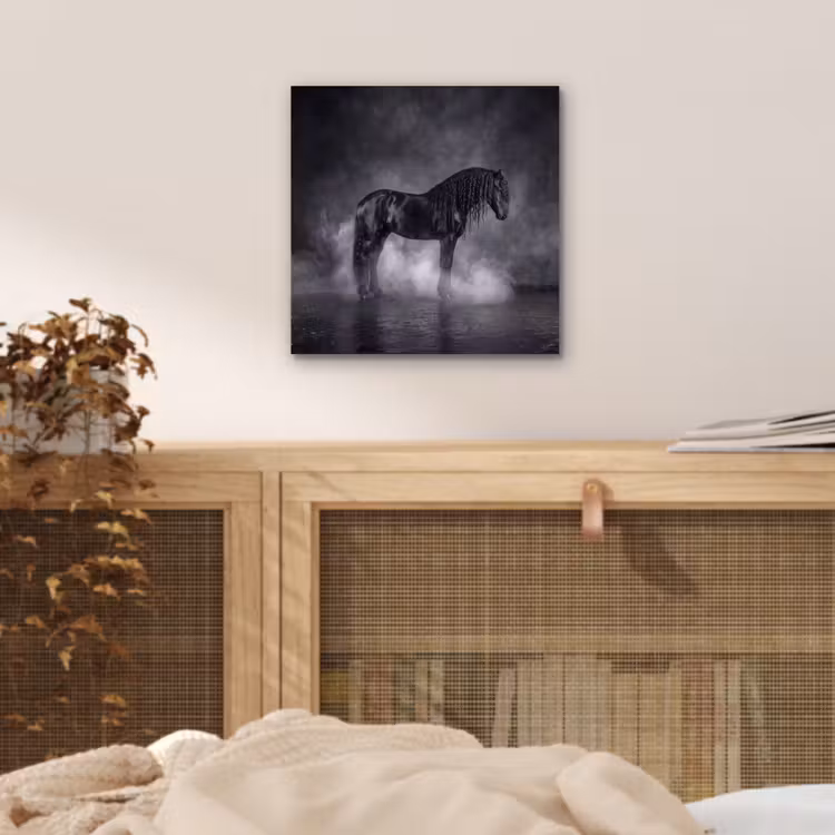 Paard - Magisch - Zwart aluminium wit klein -sfeer3