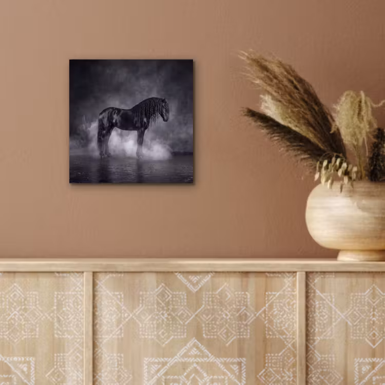 Paard - Magisch - Zwart aluminium wit klein -sfeer4